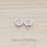 FS.145 // Simple Round Framed Glass Stone Pendant, 2 Pc