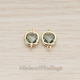 FS.146 //  Simple Framed Glass Stone Pendant, 2 Pc