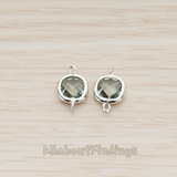 FS.146 //  Simple Framed Glass Stone Pendant, 2 Pc