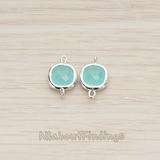 FS.146 //  Simple Framed Glass Stone Pendant, 2 Pc