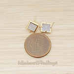 FS.192 // Faceted Simple Square Framed Glass Stone Earpost, 2 Pc