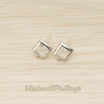 FS.192 // Faceted Simple Square Framed Glass Stone Earpost, 2 Pc