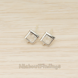 FS.192 // Faceted Simple Square Framed Glass Stone Earpost, 2 Pc