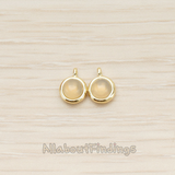 FS.206 // Mini Round Simple Framed Birth Stone Pendant, 2Pc