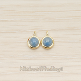 FS.206 // Mini Round Simple Framed Birth Stone Pendant, 2Pc