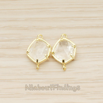 FS.234 // Organic Hexagon Smooth Prong Framed Stone Pendant, 2Pc