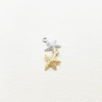 PD.0021-07 // Mini starfish Pendant, Jewelry Supplies, Jewelry Making, (Gold, Rhodium Plated), 2 pc