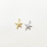 PD.0021-07 // Mini starfish Pendant, Jewelry Supplies, Jewelry Making, (Gold, Rhodium Plated), 2 pc