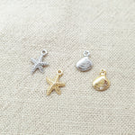 PD.0021-07 // Mini starfish Pendant, Jewelry Supplies, Jewelry Making, (Gold, Rhodium Plated), 2 pc