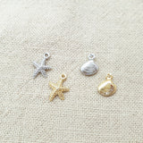 PD.0021-07 // Mini starfish Pendant, Jewelry Supplies, Jewelry Making, (Gold, Rhodium Plated), 2 pc