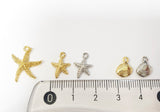 PD.0021-07 // Mini starfish Pendant, Jewelry Supplies, Jewelry Making, (Gold, Rhodium Plated), 2 pc