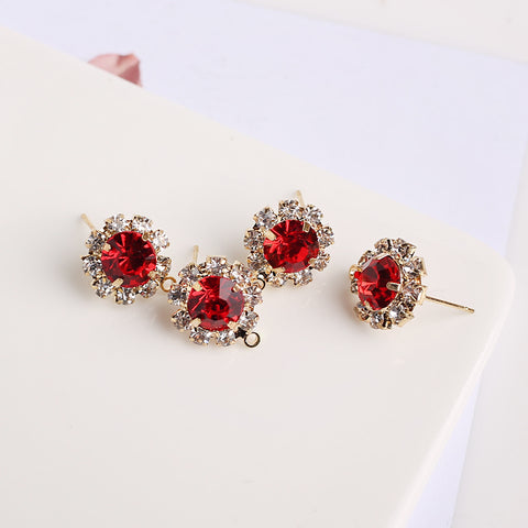 ER.515 // Red Cubic Flower Ear Post, 2 Pc [N-CC-0022]