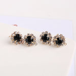 ER.517 // Black Cubic Flower Ear Post, 2 pc [N-CC-0024]