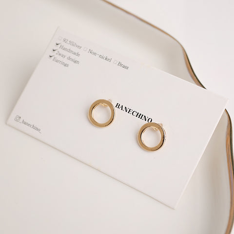 ER.521 // Gold Frame Round Ear Post, 2 pc [N-CC-0043]