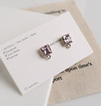 ER.512 // Square Pink Cubic Ear Post, 2 Pc