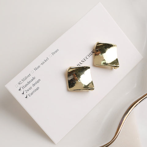 ER.495 // Rhombus Gold Ear Post, 2 Pc