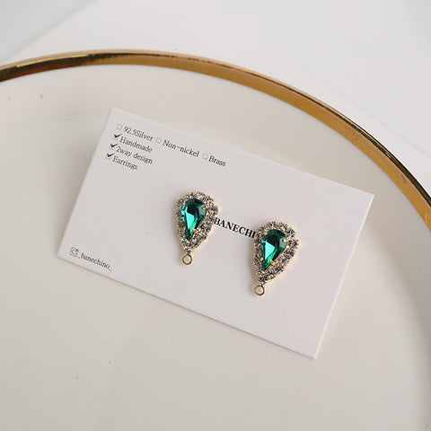 ER.488 // Green Cubic Teardrop Ear Post, 2 Pc