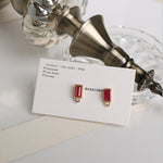 ER.489 // Red Cubic Rectangle Ear Post, 2 Pc