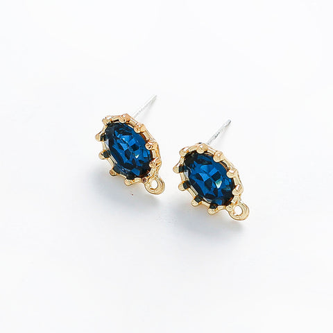 ER.501 // Blue Cubic Glod Ear Post, 2 Pc