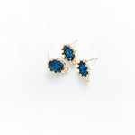 ER.501 // Blue Cubic Glod Ear Post, 2 Pc