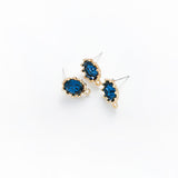 ER.501 // Blue Cubic Glod Ear Post, 2 Pc