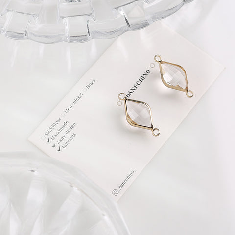 PD.2035 // Gold Frame Clear Crystal Pendant, 2 Pc