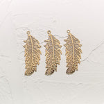 PD.1976 // Long Feather Gold Pendant, 2 Pc