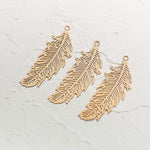 PD.1976 // Long Feather Gold Pendant, 2 Pc