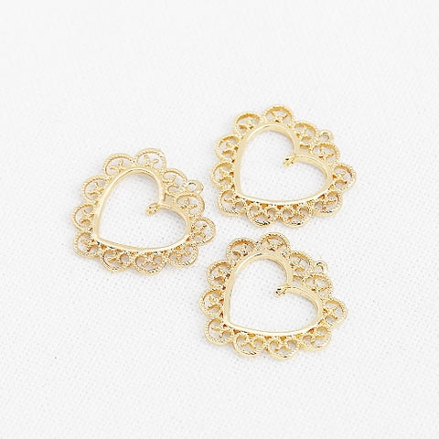 PD.2153 // Gold Line - Heart Frame Pendant, 2 Pc / P-DQ-0238