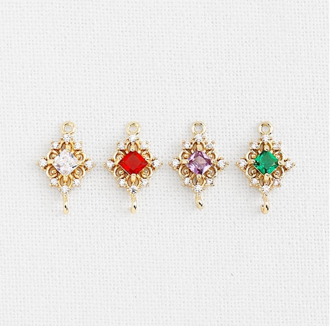PD.2148 // Crystal Rombus Dual-Ring  Pendant, 1 Pc / P-DQ-0219