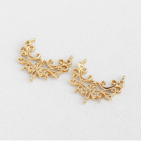 PD.2150 // Gold Line - Renaissance Decorations Pendant, 2 Pc / P-DQ-0232