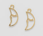 PD.2099 // Matte Gold Crescent Moon Frame Pendant, 2 Pc