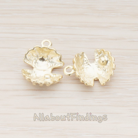 PD.1034 // Open Seashell Scallop Pendant, 2 Pc