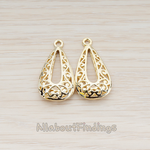 PD.111 // Floral Bent Teardrop Basket Pendant, 2 Pc