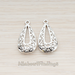 PD.111 // Floral Bent Teardrop Basket Pendant, 2 Pc