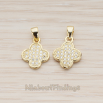 PD.1117 // Cubic Zircon Setting Four Leaf Clover Pendant, 1 Pc