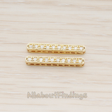 PD.1123 // Cubic Zircon Setting Rounded Long Bar Connector Pendant, 2 Pc