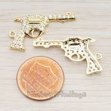 PD.118 // Clear Crystal Cubic Zirconia Setting Handgun Pendant, 1 Pc