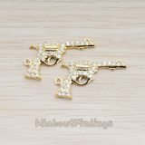 PD.118 // Clear Crystal Cubic Zirconia Setting Handgun Pendant, 1 Pc