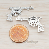 PD.118 // Clear Crystal Cubic Zirconia Setting Handgun Pendant, 1 Pc