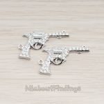 PD.118 // Clear Crystal Cubic Zirconia Setting Handgun Pendant, 1 Pc