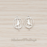 PD.1193 // Bird in a Cage Silhouette Pendant, 2 Pc