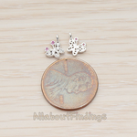 PD.1203 // Pink Cubic Zirconia Setting Small Butterfly Pendant, 2 Pc