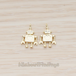 PD.1205 // Cubic Zirconia Setting Animation Robot Pendant, 2 Pc