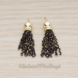 PD.1207 // Black Chain Tassel Pendant, 2 Pc