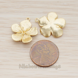 PD.1213-01 // Five Brushed Petal Flower Pendant, 2 Pc