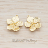 PD.1213-01 // Five Brushed Petal Flower Pendant, 2 Pc