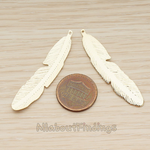 PD.1250 // Large Stamped Texture Feather Pendant, 2 Pc