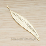 PD.1252 // Large Stamped Texture Skinny Leaf Pendant, 2 Pc