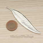 PD.1252 // Large Stamped Texture Skinny Leaf Pendant, 2 Pc